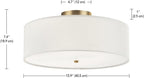 Globe Electric 60998 2-Light Flush Mount Ceiling Light, Matte Brass, White Linen Shade, Kitchen, Lights, Bathroom, Home Essentials, Bedroom, Closet Light, Lighting Fixtures, Dining Room