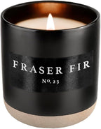 Sweet Water Decor Fraser Fir Soy Candle | Cypress, Evergreen, Cedar, and Fir Balsam Scented Candles for Home | 12oz Black Stoneware Jar, 60+ Hour Burn Time, Made in The USA