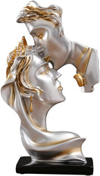 Couples Kiss Sculpture,Abstract Art Couple Sculpture Home Furnishing Resin Statue Decoration Romantic Statue Used for Home Decoration, Wedding, Gift. (Grey)