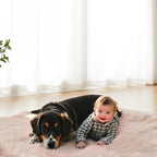 AMTOVO Faux Fur Sheepskin Rug for Living Room, 4 x 6 ft Pink Fluffy Area Rug for Bedroom, Playroom, Luxury Room Decor, Rectangle