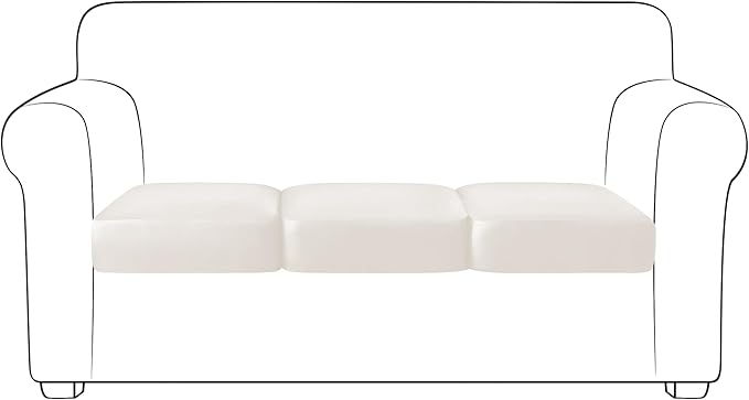 Yates Home PU Leather Couch Sofa Cushion Slipcover Water-Proof Elastic Chair Seat Covers Loveseat Slip Cover for Seater Replacement in Living Room（3 Piece Large Sofa Cushion Covers, Beige