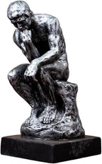 Thinking Man Statue, 9.5'' Famous Bronze Sculpture by Rodin, Nude Art Craft for Home Decor or Gift