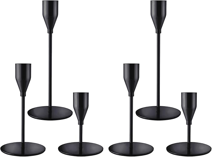 Black Taper Candle Holders for Wedding Table Centerpiece,Tall Taper Candlestick Holders Bulk Set of 6,Metal Candle Stick Holder Decor for Table or Mantel Centerpiece, Dinning, Party Home Decor