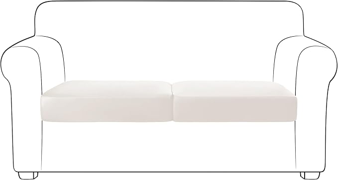Yates Home PU Leather Couch Sofa Cushion Slipcover Water-Proof Elastic Chair RV Seat Covers Loveseat Slip Cover for Seater Replacement in Living Room（2 Piece Large Sofa Cushion Covers,Beige