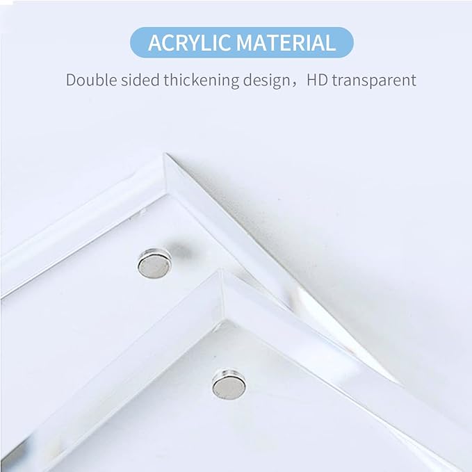 Acrylic 4x4 Square Picture Frame, Magnetic Acrylic Picture Frames for 4x4 or 3x3 Pictures Display, Clear Double Sided Thick Picture Frames, Photo Frames Desktop Display