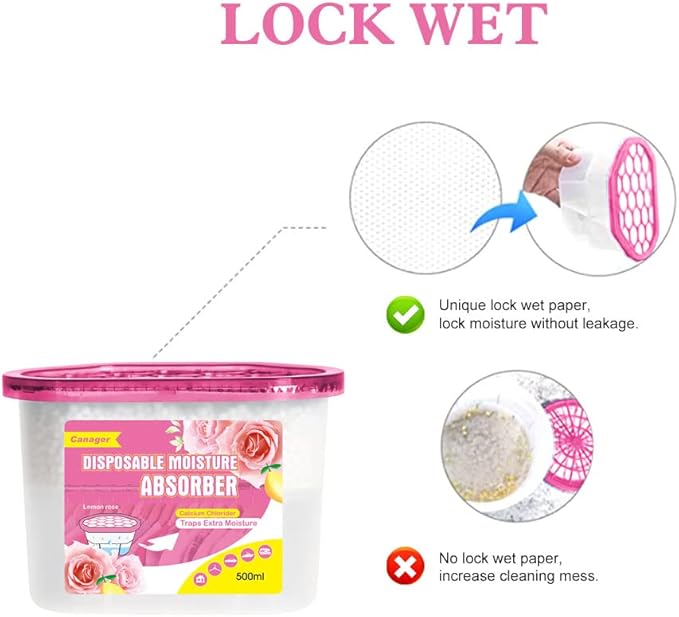 CANAGER Moisture Absorber Box, Lemon Rose-6 packs, Dehumidifier for Closet, Bedroom and Kitchen, Odor Eliminator,Moisture Absorber 12.5 oz.