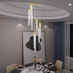 8-Light Led Chandelier, Gold Crystal Modern Led Chandelier for Dining Room, Luxury Enterway Led Dimmable Pendant Lights Fixture with Remote Control Flush Mount