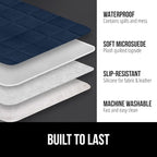 GORILLA GRIP Patented Waterproof Slip-Resistant 70” Sofa Protector Cover, for Leather or Fabric Couch Cushion, Large Microsuede Furniture Covers Dogs Pets Machine Washable Slipcover, Navy