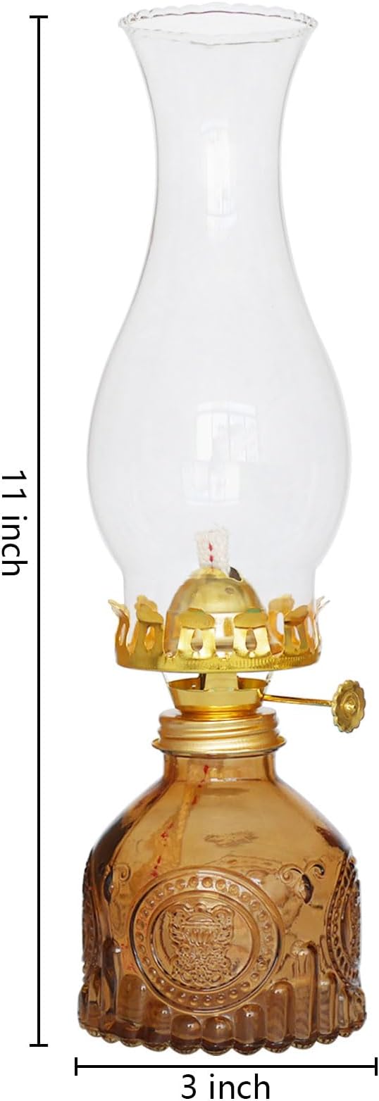 Oil Lamps for Indoor Use Vintage Hurricane Emergency Glass Oil Lamp Large Kerosene Lantern Classic Rustic Decorative Kerosene Lamp