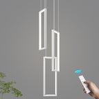 Modern Kitchen Pendant Light Fixture White 40W LED Pendant Light 3 Rings Rectangle Chandelier Pendant Lighting for Kitchen Island Living Room Dining Room Bedroom