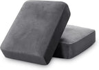 PrinceDeco Stretch Velvet Couch Cushion Covers for Individual Cushions Sofa Cushion Cover Seat, Sofa Covers Washable, Couch Seat Cushion Covers for Sectional (2 Pieces, Grey)