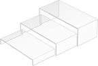 Acrylic Risers Display Stands 3pcs, Rectangular Dessert Table Display Set, Clear Display Shelf for Funko Pop, Collectibles, Retails, Shoes, Plants, Home Decors, Decoration - 7.5''x8''x8.5''