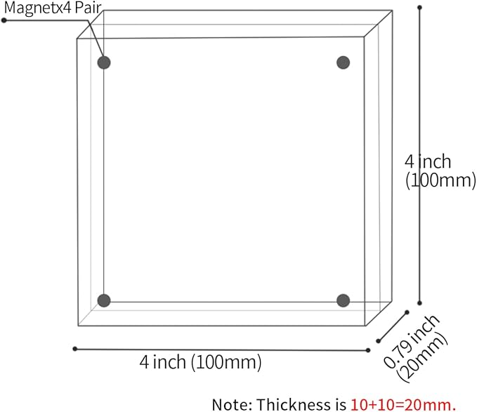 Acrylic 4x4 Square Picture Frame, Magnetic Acrylic Picture Frames for 4x4 or 3x3 Pictures Display, Clear Double Sided Thick Picture Frames, Photo Frames Desktop Display