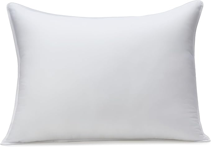 Amazon Basics Down Alternative Pillow for Back Side Sleepers, Medium Density, Standard Size, 26" x 20", 2-Pack, White