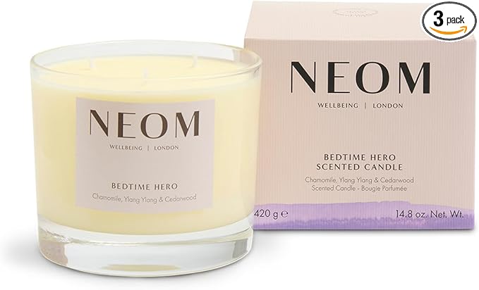 NEOM- Bedtime Hero Scented Candle, 3 Wick | Chamomile & Ylang Ylang | Essential Oil Aromatherapy Candle | Scent to Sleep