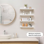 Scalloped Shelves - Set of 4 Pre-Assembled 24inch White Floating Nursery Book Shelves, Scalloped Book Shelf - Kids Wall Bookshelf, Nursery Decor, Floating Shelves for Wall