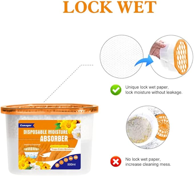 CANAGER Moisture Absorber Box - 6 Packs, 12.5 oz Cup, Jasmine Calendula, Odor Eliminator and Dehumidifier for Closet, Bedroom and Kitchen.