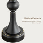 Oneach 28" Modern Table Lamps Set of 2 for Living Room, Bedside Lamps with USB Ports, Black Nightstand Lamps Set for Bedroom Farmhouse Lamp End Table Lamps (Bulbs not Included)