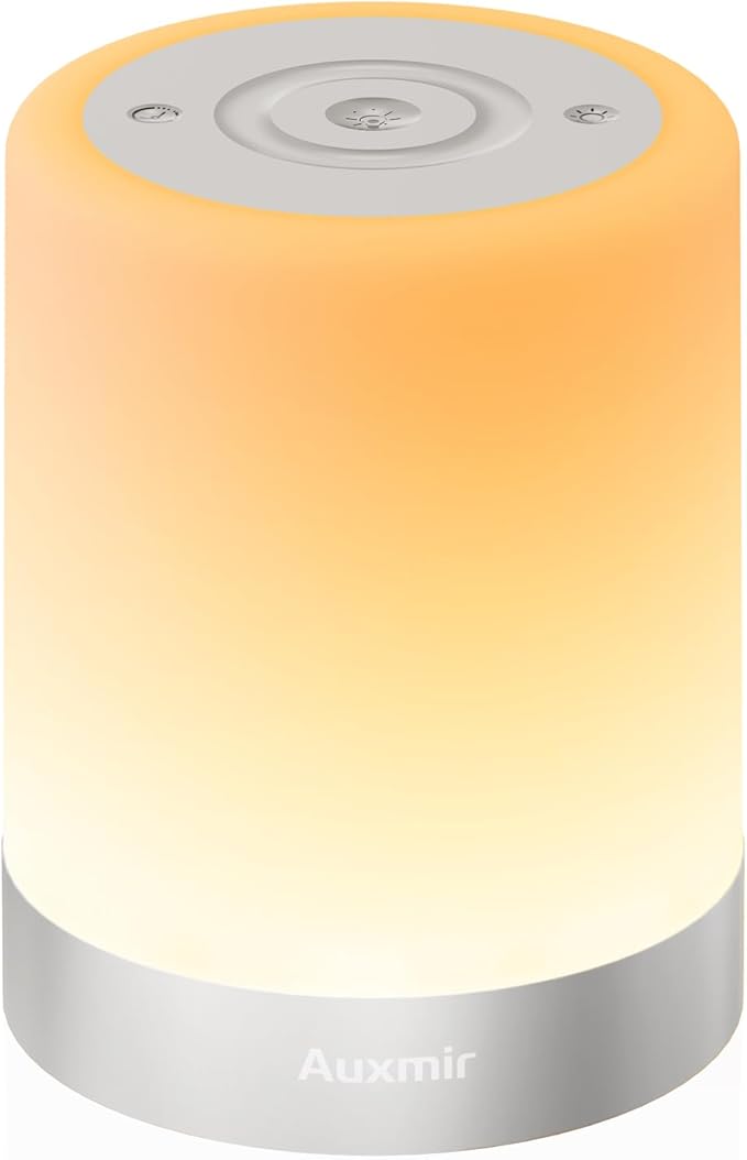 Night Light for Kids Baby, Dimmable Touch Lamp for Nursery, 11 RGB Colors 5 Brightness, Portable Rechargeable Bedside Table Lamp for Nightstand, Kids Night Light for Bedroom Living Room, Silver