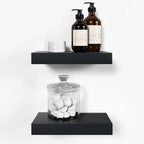 Homeforia Floating Shelf Black 12 inch, High End Solid Real Wood Small 12inch Floating Shelves for Wall Mounted, Black Wooden 12 in Floating Shelves, Heavy Duty Bracket, 12 X 6.5 X 1.75 inch, Set of 4