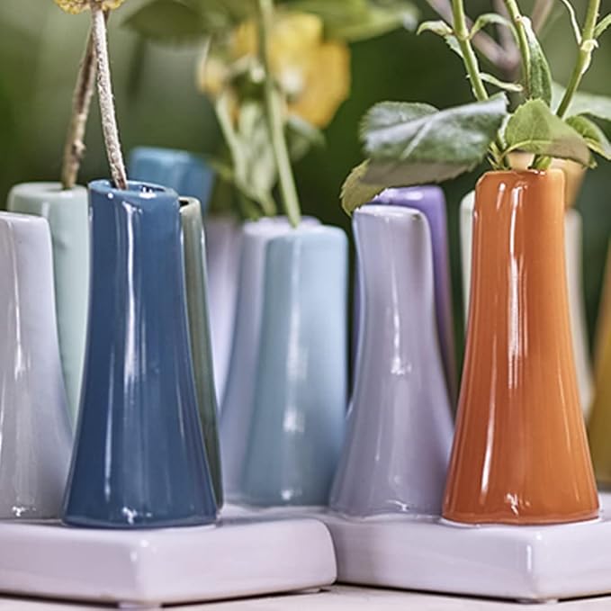 Chive - Pooley 2, Ceramic Flower Vase, 8-Tube Shape (Scout Blue with Blue and Green)