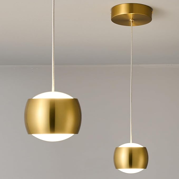 Modern LED Dimmable Pendant Light fixtures,Mini Island Pendant Lighting for Kitchen Island Dinning Room,Bedroom,Bar, Kitchen Island Ceiling Hanging Light Fixtures(gold-1-Pack)