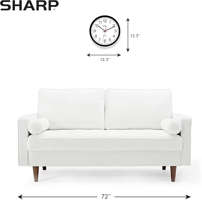 Sharp Wall Clock – Black, Silent Non Ticking 12 Inch Quality Quartz Battery Operated Round Easy to Read Home/Kitchen/Office/Classroom/School Clocks, Sweep Movement