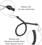 BEL AVENIR Curtain Rope Tiebacks, Drapery Rope Holdbacks with 4 Metal Screw Hooks (Charcoal-4pack)