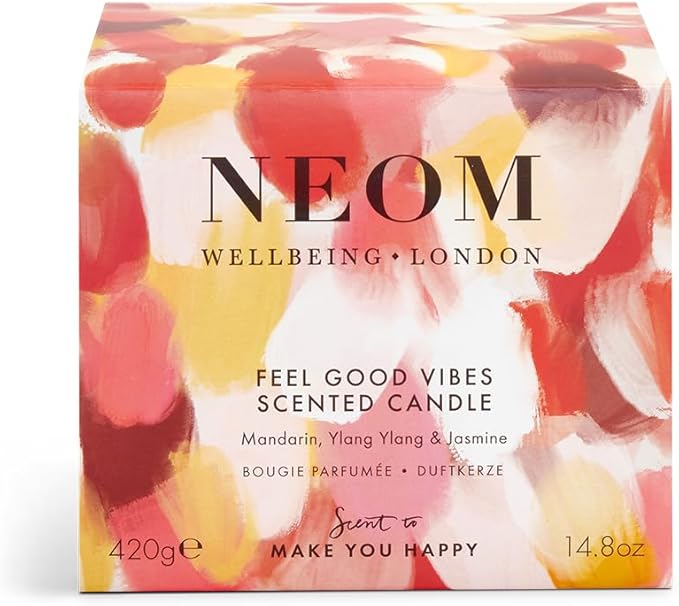 NEOM- Limited Edition Feel Good Vibes Candle |Mother's Day | Gift | Mandarin, Ylang Ylang & Jasmine (3 Wick)