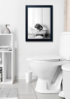 Black and White Bathroom Decor Funny Hippo in Bathtub Wall Art Framed Humor Bathroom Signs Cute Animal Canvas Print Painting Artwork