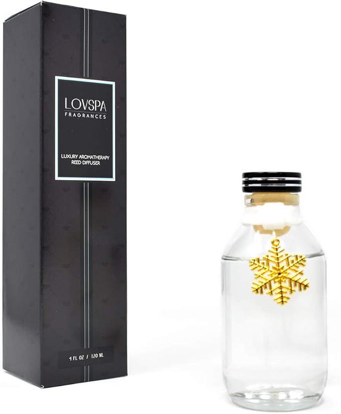 LOVSPA Reed Diffuser Set, Peppermint Bark Scented Oil Diffuser with Sticks, Home Fragrance Accessories for Bathroom Shelf Decor, Aroma Diffusers for Home or Office Desk, USA Made