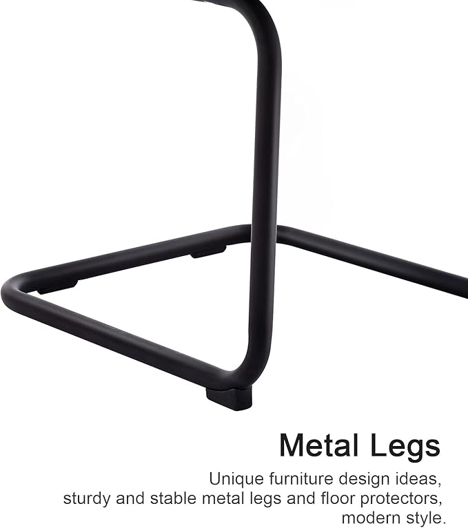 Mid Century Modern Rattan Dining Chairs Set of 4, Boucle Kitchen Chairs with Handwoven Mesh Rattan Backrest and Metal Legs, Upholstered Accent Side Chairs, Black