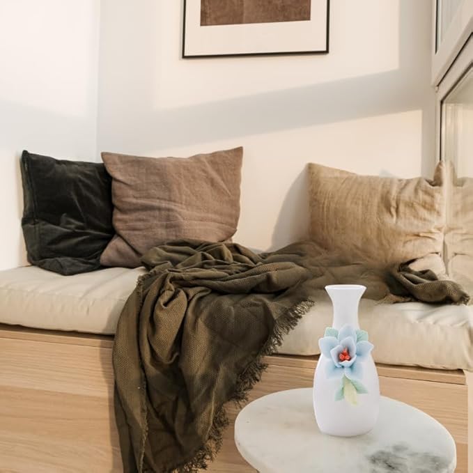 Handmade Ceramic Small vase Creative mini vase Home Decoration Ornament with 3D Floral Design (3D Flowers-lily1PCS)