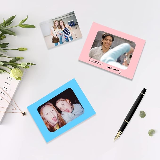 30 Pcs Color Paper Photo Frame Wall Decoration for 4x6 Inch Photos, with Color Heart Clips 30 Pcs and 3 Ropes for Home, Office, School Classroom, Wedding and Party Decoration.
