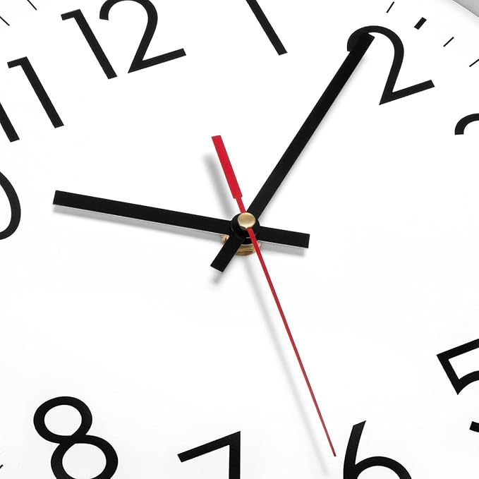 Lumuasky 14 Inch Wall Clock Battery Operated Silent Non-Ticking Large Analog Classic Round Clock for Office, Home, Kitchen, Bedroom, School, Living Room (Black)