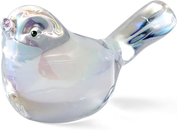 Crystal Glass Bird Figurines Dazzle Clear Glass Bird Decoration Paperweight Hand Blown Glass Art Animal Collectible Figurines Gift for Women