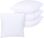 GOLD TEXTILES White Throw Pillows Insert (Pack of 4) - 18 x 18 Inches Polyester Sham Stuffer Throw Pillow - Lightweight Square Indoor Decorative Pillows - Bed and Cushion Couch Pillows