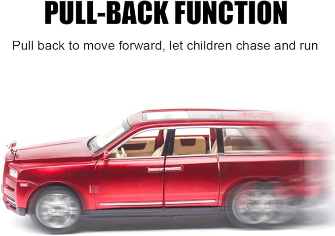 EROCK 1/24 Rolls-Royce Cullinan Model Car, Alloy Die Casting Collectible Pull Back Toy Car with Sound and Light for Kids Boy Girl Birthday Gift