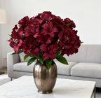 10-Bud Artificial Lily Flowers, 4 Pcs Fake Outdoor Flowers, UV Resistant Faux Flowers for Outdoor Planters, Silk Flowers for Wedding Decoration (Red)