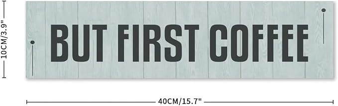 Generic Funny Wood Sign But First Coffee Rustic Wooden Hanging Sign Home Farmhouse Kitchen Wall Decoration 16 x 4 Inch