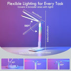 WILIT Desk Lamp for College Dorm Room,Sound Reactive RGB Lamp, Gamer Room Decor, Table Lamp with Wireless Charger&USB Charging Port,Touch Control Lamp,LED Reading Lamp for Home Office,Men Gifts