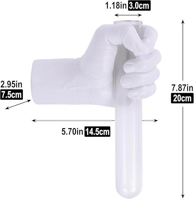 Creative Wall Hanging Sculpture, Funky White Hand Vases Home Decor, Artistic Hanging Hand Sculptures with Test Tube Vases, Unique Wall Art Statue