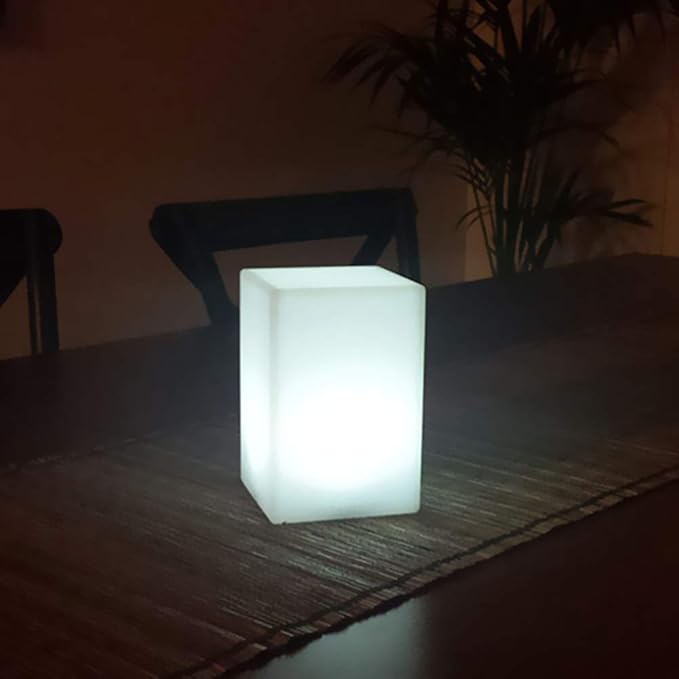 Mr.Go 6-inch Dimmable LED Night Light Mood Lamp for Kids and Adults - 16 RGB Colors - 8 Level Dimming - 4 Lighting Effects - Rechargeable - Remote Control - Decorative - Fun and Safe - White Cube