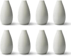 Modern Small Flower Vases 8 Pack - Ceramic, White