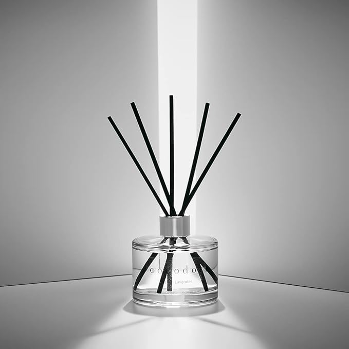 Cocod'or Reed Diffuser / Pure Cotton / 6.7oz(200ml) / 2 Pack / Home & Office / Black Glass / Cotton Core