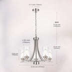 BONLICHT 5 Lights Traditional Chandelier Brushed Nickel Kitchen Island Dining Room Lighting Fixtures Hanging Seeded Glass Pendant Light Modern Flush Mount Ceiling Light for Living Room Bedroom Foyer
