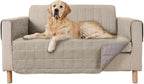GORILLA GRIP Patented Waterproof Slip-Resistant 50” Loveseat Protector Cover, for Leather or Fabric Couch Cushion, Large Microsuede Furniture Covers Dogs Pets Machine Washable Slipcover, Taupe
