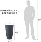 Kante 23.6" H Charcoal Finish Concrete Tall Planters Large Outdoor Indoor Decorative Plant Pots with Drainage Hole and Rubber Plug, Modern Tapered Style for Home and Garden
