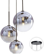 KCO Lighting Modern 3-Light Hanging Light Fixture Silver Gradient Glass Globe Pendant Ceiling Lighting with Adjustable Cord Mid Century Hanging Chandelier Light Fixture for Kitchen Island Bedroom…