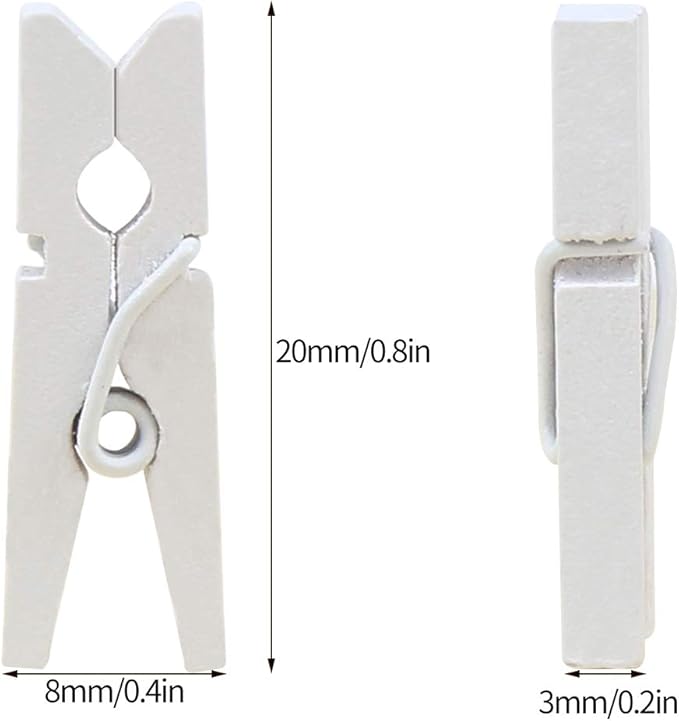 CCINEE Cute Wooden Clothespins White Craft Peg Pins Sturdy Mini Pins Clips, 1 Inch, 72 Pieces in Total